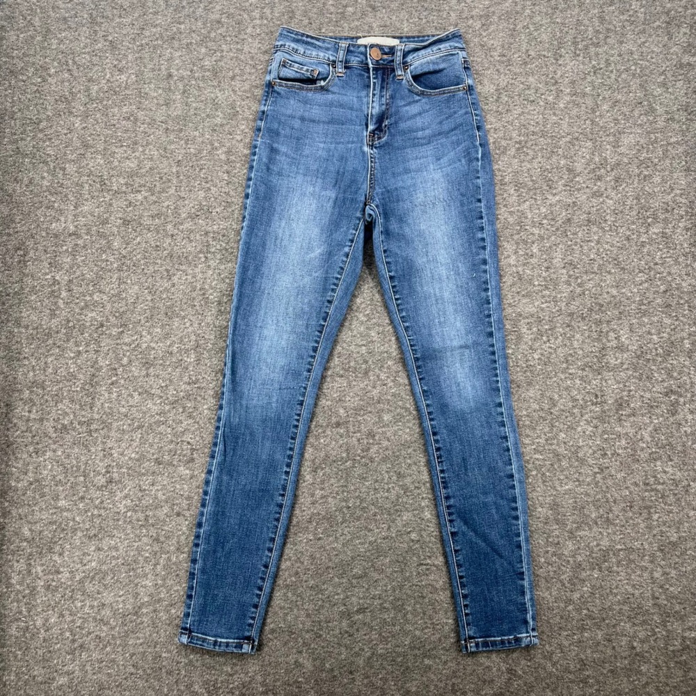 Ashley Mason Womens High Rise Skinny Jeans Blue Medium Wash Size 1 Crop Chic